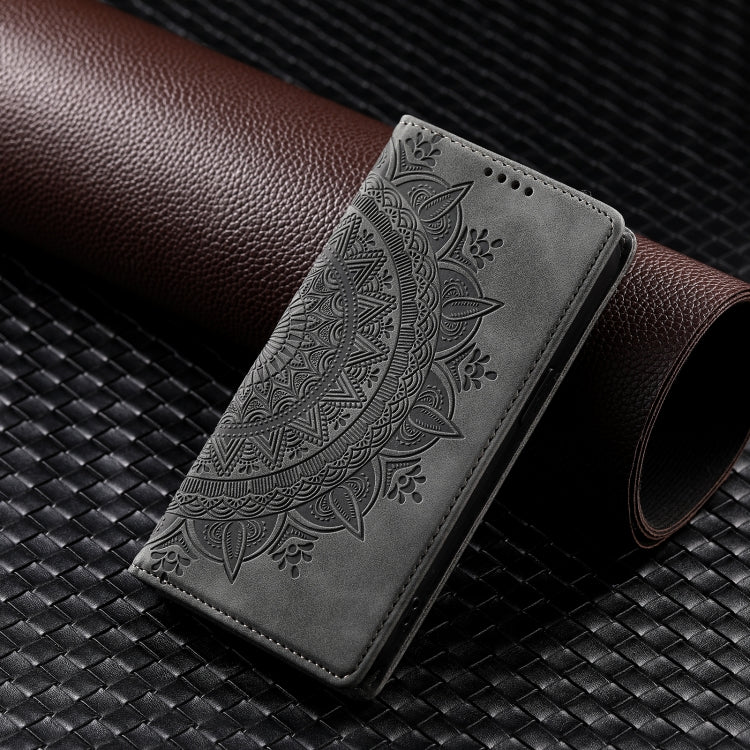 For iPhone 16 Pro Max Totem Embossed Magnetic Leather Phone Case(Grey)