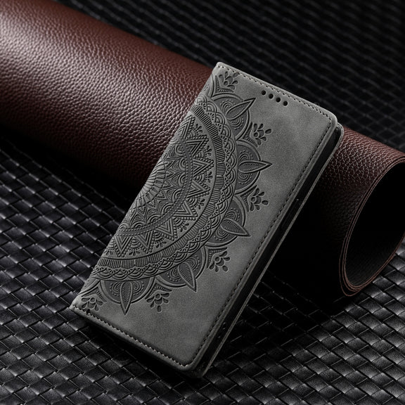 For iPhone 16 Pro Max Totem Embossed Magnetic Leather Phone Case(Grey)
