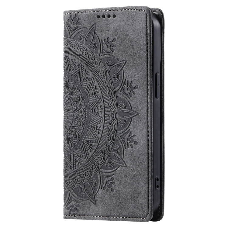 For iPhone 16 Pro Max Totem Embossed Magnetic Leather Phone Case(Grey)