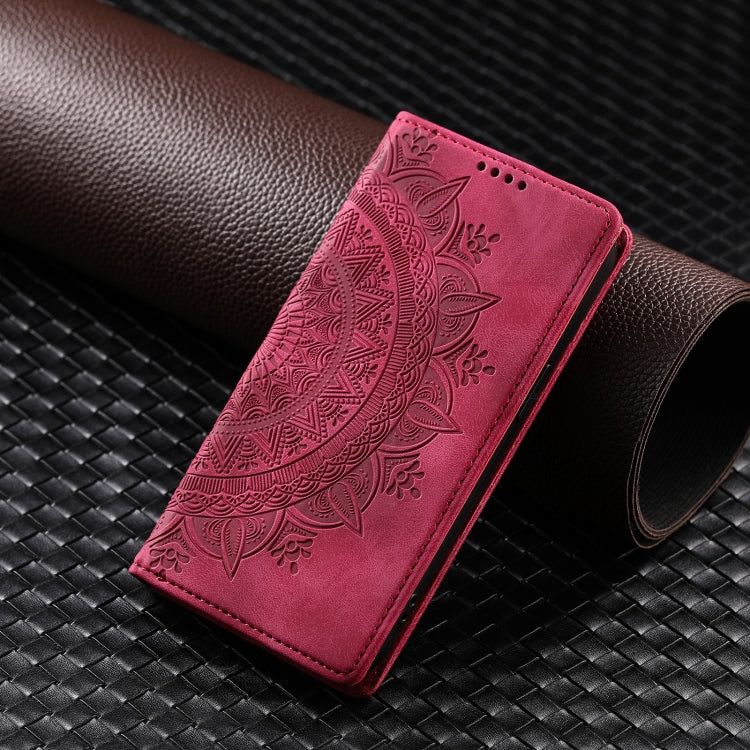 For iPhone 16 Pro Totem Embossed Magnetic Leather Phone Case(Red)