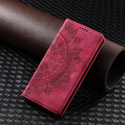 For iPhone 16 Pro Totem Embossed Magnetic Leather Phone Case(Red)
