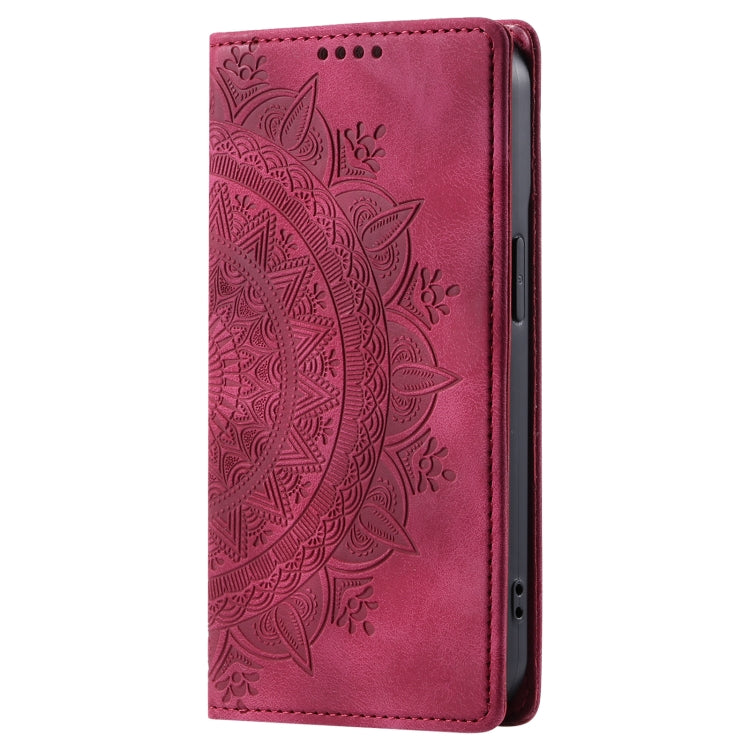For iPhone 16 Pro Totem Embossed Magnetic Leather Phone Case(Red)