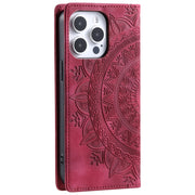 For iPhone 16 Pro Totem Embossed Magnetic Leather Phone Case(Red)