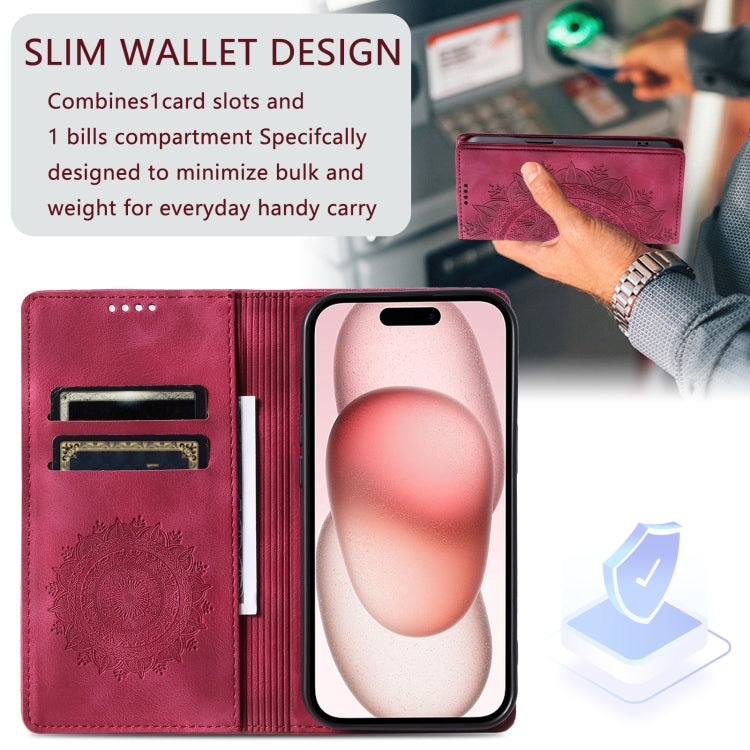 For iPhone 16 Pro Totem Embossed Magnetic Leather Phone Case(Red)