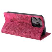 For iPhone 16 Pro Totem Embossed Magnetic Leather Phone Case(Red)