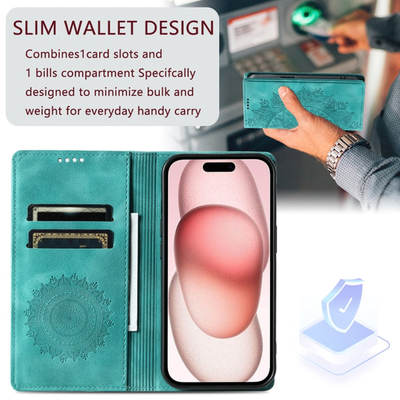 For iPhone 16 Pro Totem Embossed Magnetic Leather Phone Case(Green)
