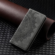 For iPhone 16 Plus Totem Embossed Magnetic Leather Phone Case(Grey)