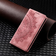 For iPhone 16 Plus Totem Embossed Magnetic Leather Phone Case(Rose Gold)