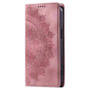For iPhone 16 Plus Totem Embossed Magnetic Leather Phone Case(Rose Gold)