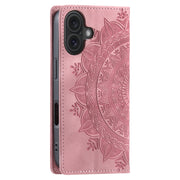 For iPhone 16 Plus Totem Embossed Magnetic Leather Phone Case(Rose Gold)