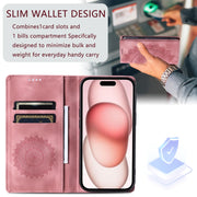 For iPhone 16 Plus Totem Embossed Magnetic Leather Phone Case(Rose Gold)