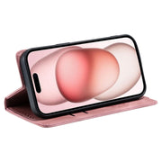 For iPhone 16 Plus Totem Embossed Magnetic Leather Phone Case(Rose Gold)
