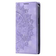 For iPhone 16 Totem Embossed Magnetic Leather Phone Case(Purple)