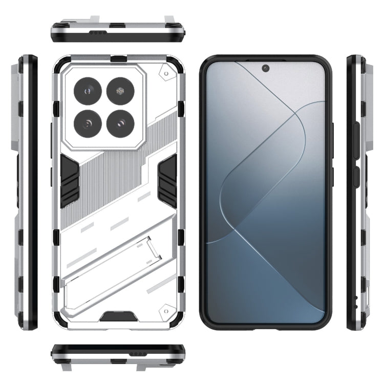 For Xiaomi 14 Pro 5G Punk Armor 2 in 1 PC + TPU Phone Case with Holder(White)
