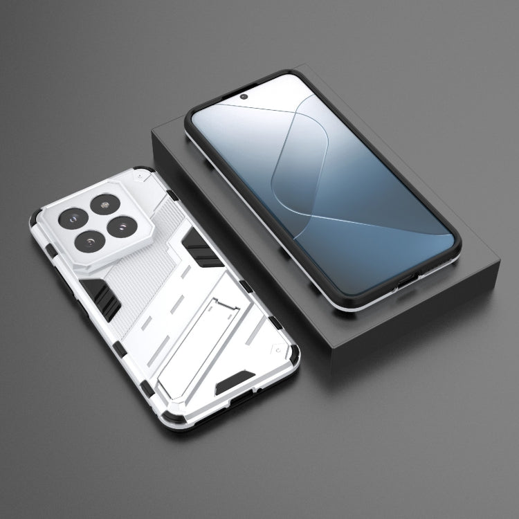 For Xiaomi 14 Pro 5G Punk Armor 2 in 1 PC + TPU Phone Case with Holder(White)