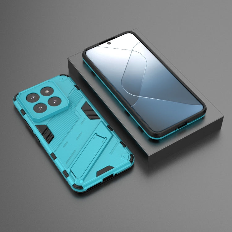 For Xiaomi 14 Pro 5G Punk Armor 2 in 1 PC + TPU Phone Case with Holder(Blue)