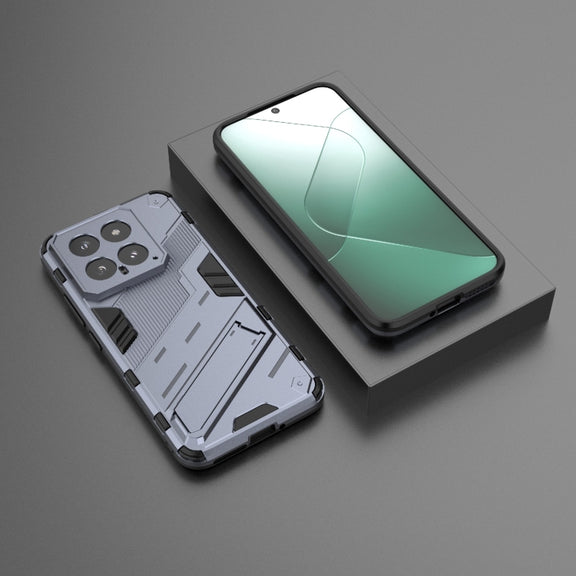 For Xiaomi 14 5G Punk Armor 2 in 1 PC + TPU Phone Case with Holder(Grey)