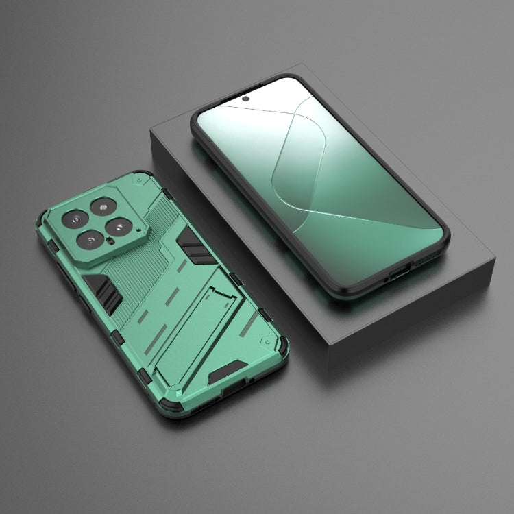 For Xiaomi 14 5G Punk Armor 2 in 1 PC + TPU Phone Case with Holder(Green)