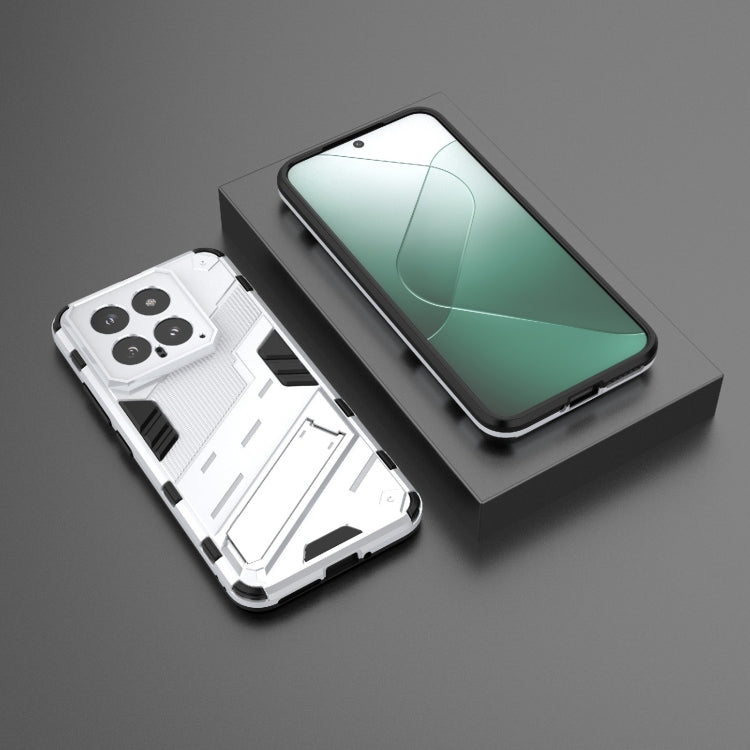 For Xiaomi 14 5G Punk Armor 2 in 1 PC + TPU Phone Case with Holder(White)