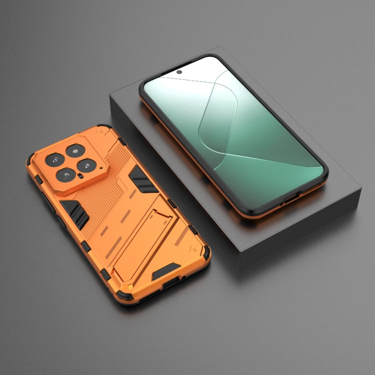 For Xiaomi 14 5G Punk Armor 2 in 1 PC + TPU Phone Case with Holder(Orange)