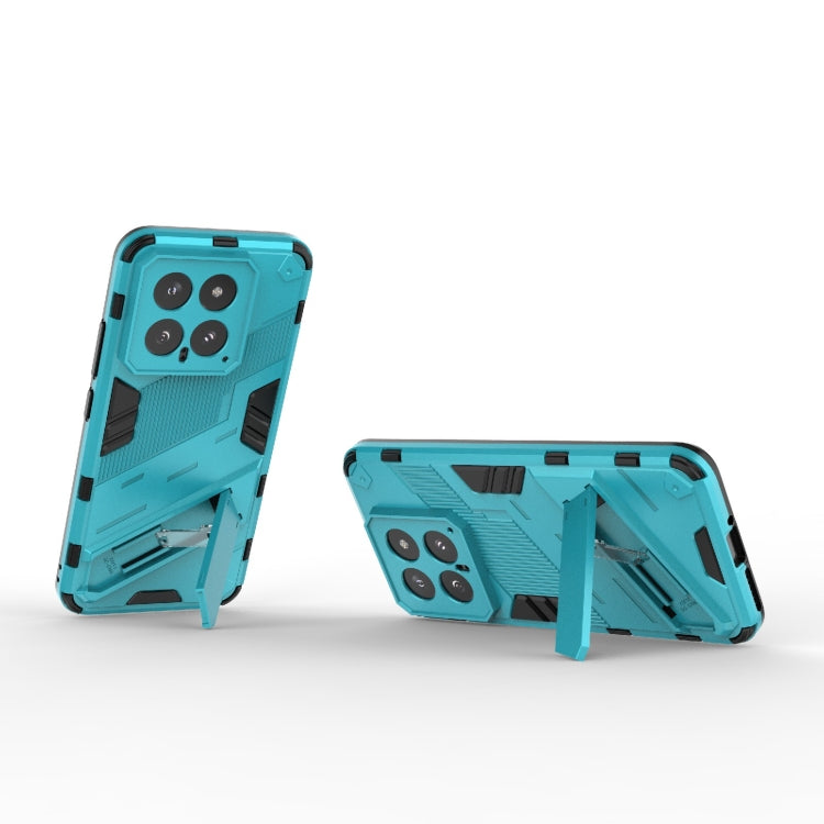 For Xiaomi 14 5G Punk Armor 2 in 1 PC + TPU Phone Case with Holder(Blue)