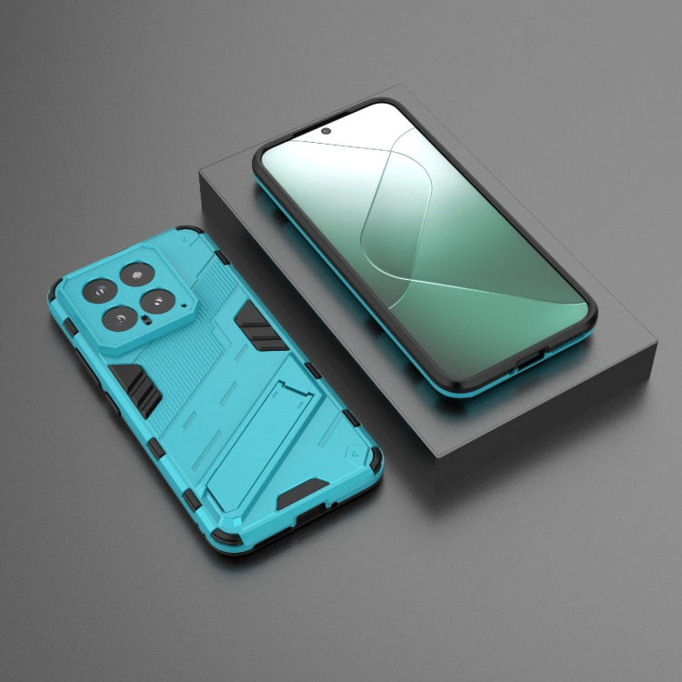 For Xiaomi 14 5G Punk Armor 2 in 1 PC + TPU Phone Case with Holder(Blue)