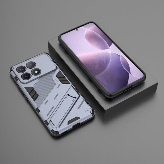 For Xiaomi Redmi K70 5G Punk Armor 2 in 1 PC + TPU Phone Case with Holder(Grey)
