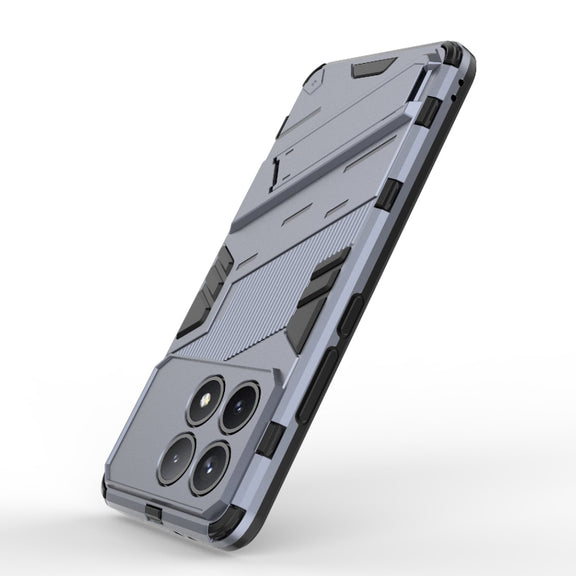 For Xiaomi Redmi K70 5G Punk Armor 2 in 1 PC + TPU Phone Case with Holder(Grey)