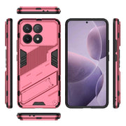For Xiaomi Redmi K70 5G Punk Armor 2 in 1 PC + TPU Phone Case with Holder(Light Red)