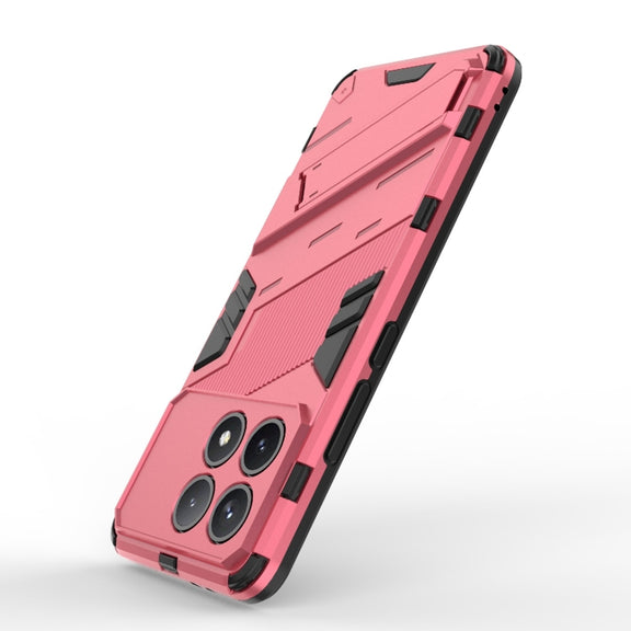 For Xiaomi Redmi K70 5G Punk Armor 2 in 1 PC + TPU Phone Case with Holder(Light Red)