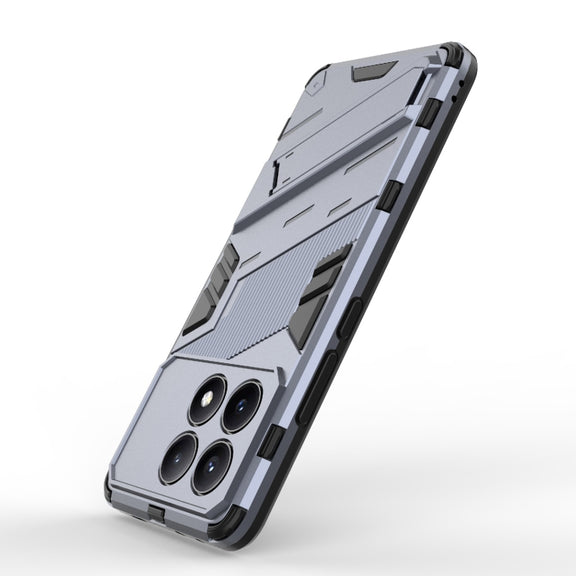For Xiaomi Redmi K70E 5G Punk Armor 2 in 1 PC + TPU Phone Case with Holder(Grey)