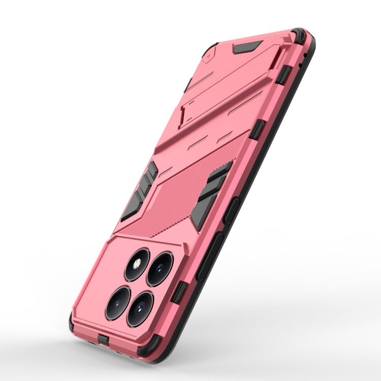 For Xiaomi Redmi K70E 5G Punk Armor 2 in 1 PC + TPU Phone Case with Holder(Light Red)