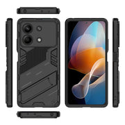 For Xiaomi Redmi Note 13R Pro 5G Punk Armor 2 in 1 PC + TPU Phone Case with Holder(Black)