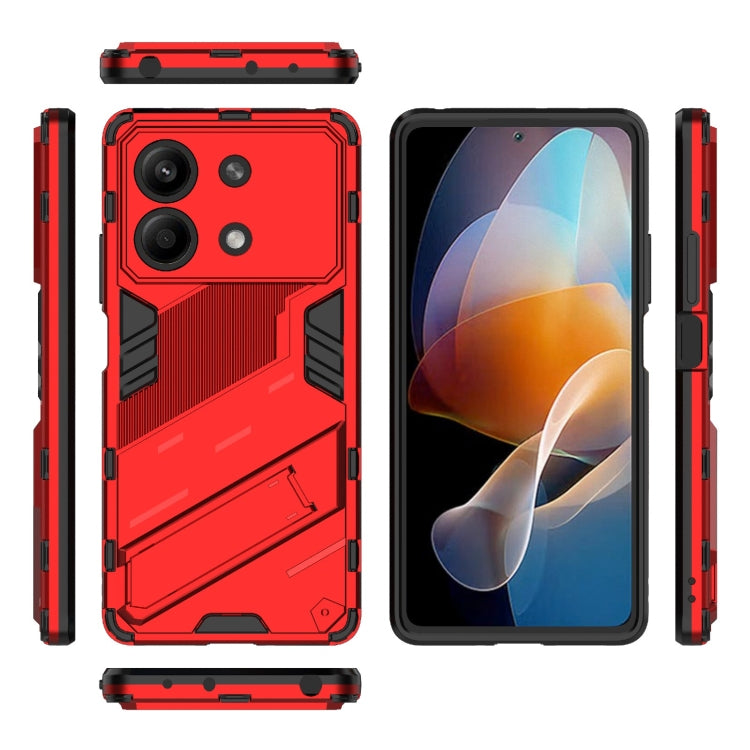 For Xiaomi Redmi Note 13R Pro 5G Punk Armor 2 in 1 PC + TPU Phone Case with Holder(Red)
