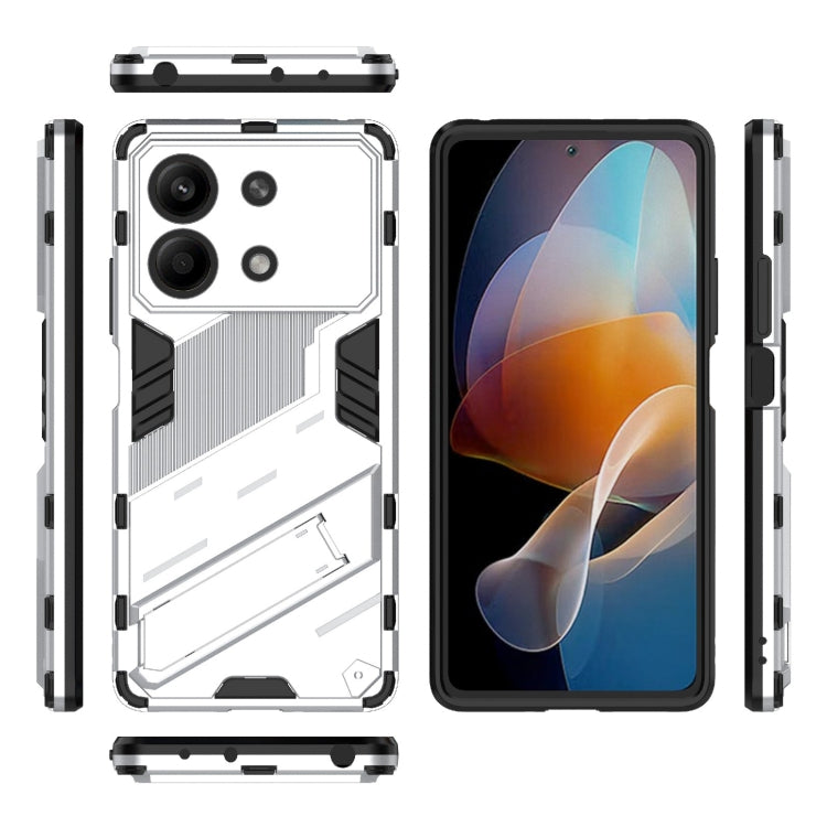 For Xiaomi Redmi Note 13R Pro 5G Punk Armor 2 in 1 PC + TPU Phone Case with Holder(White)