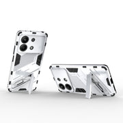 For Xiaomi Redmi Note 13R Pro 5G Punk Armor 2 in 1 PC + TPU Phone Case with Holder(White)
