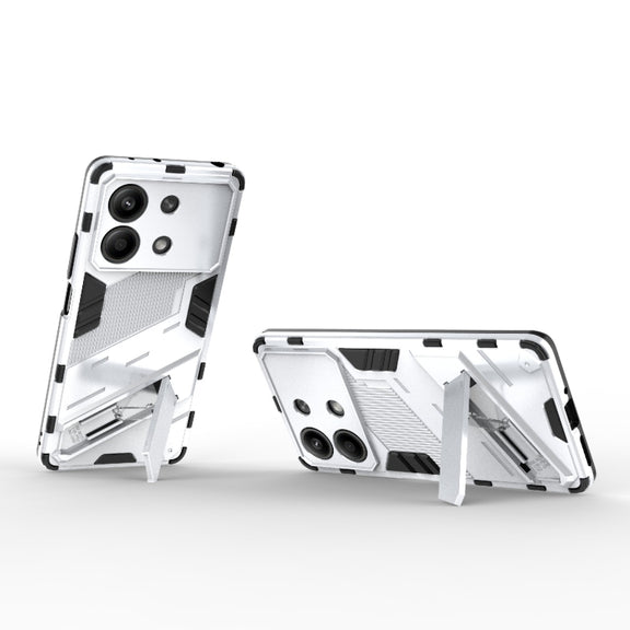 For Xiaomi Redmi Note 13R Pro 5G Punk Armor 2 in 1 PC + TPU Phone Case with Holder(White)