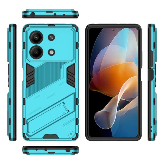 For Xiaomi Redmi Note 13R Pro 5G Punk Armor 2 in 1 PC + TPU Phone Case with Holder(Blue)