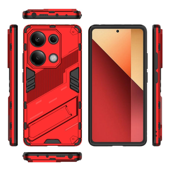 For Xiaomi Redmi Note 13 Pro 4G Global Punk Armor 2 in 1 PC + TPU Phone Case with Holder(Red)
