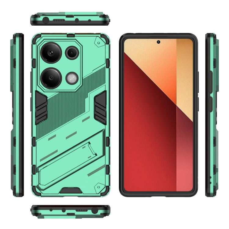 For Xiaomi Redmi Note 13 Pro 4G Global Punk Armor 2 in 1 PC + TPU Phone Case with Holder(Green)