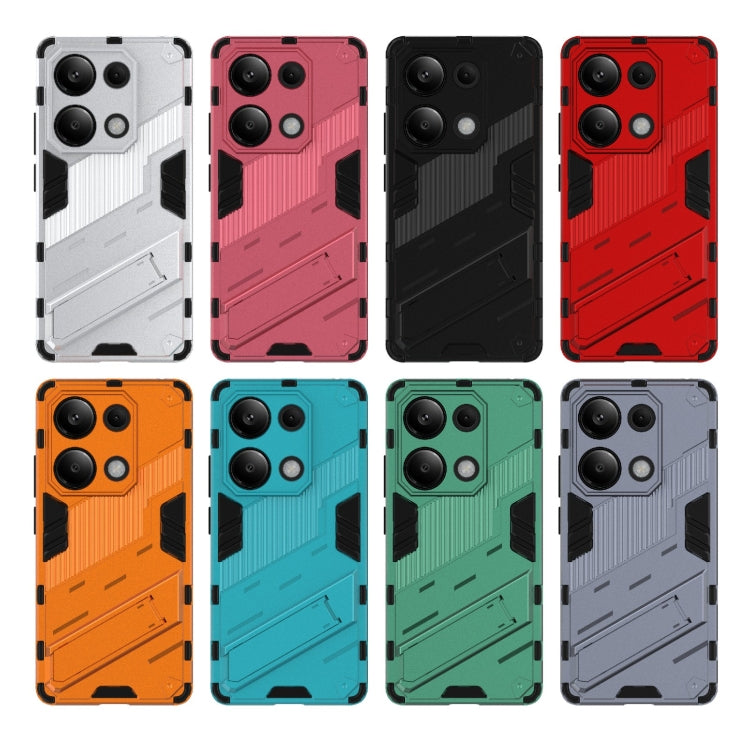 For Xiaomi Redmi Note 13 Pro 4G Global Punk Armor 2 in 1 PC + TPU Phone Case with Holder(White)