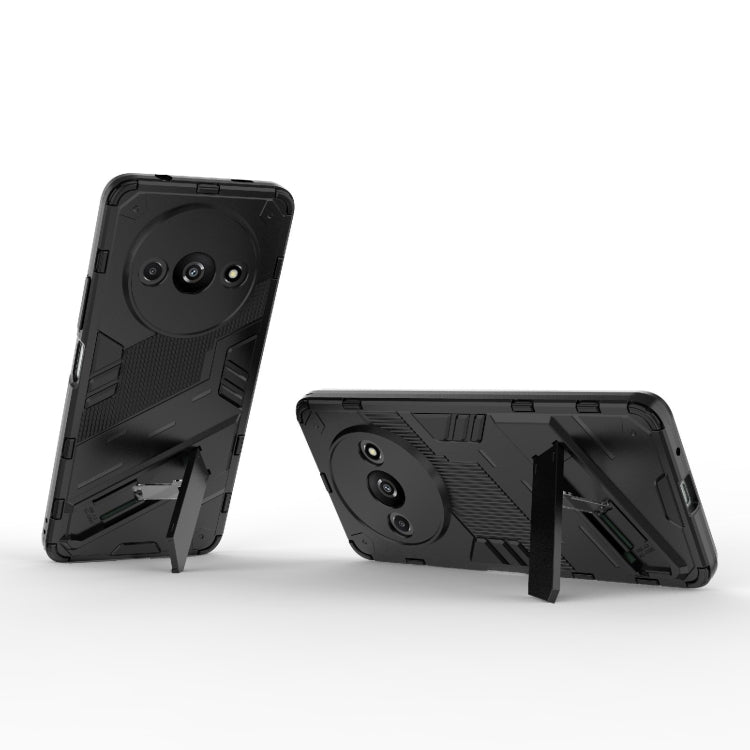 For Xiaomi Redmi A3 4G Global Punk Armor 2 in 1 PC + TPU Phone Case with Holder(Black)