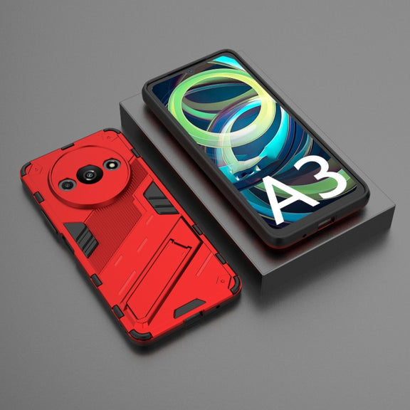 For Xiaomi Redmi A3 4G Global Punk Armor 2 in 1 PC + TPU Phone Case with Holder(Red)