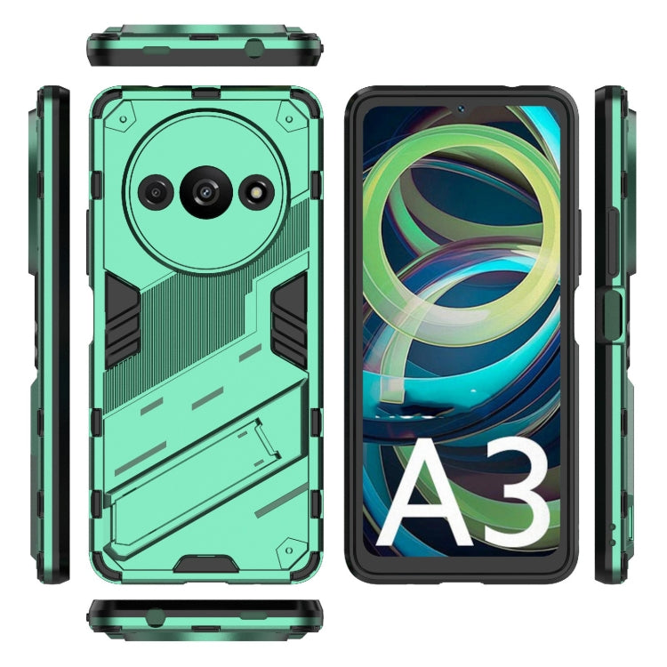 For Xiaomi Redmi A3 4G Global Punk Armor 2 in 1 PC + TPU Phone Case with Holder(Green)