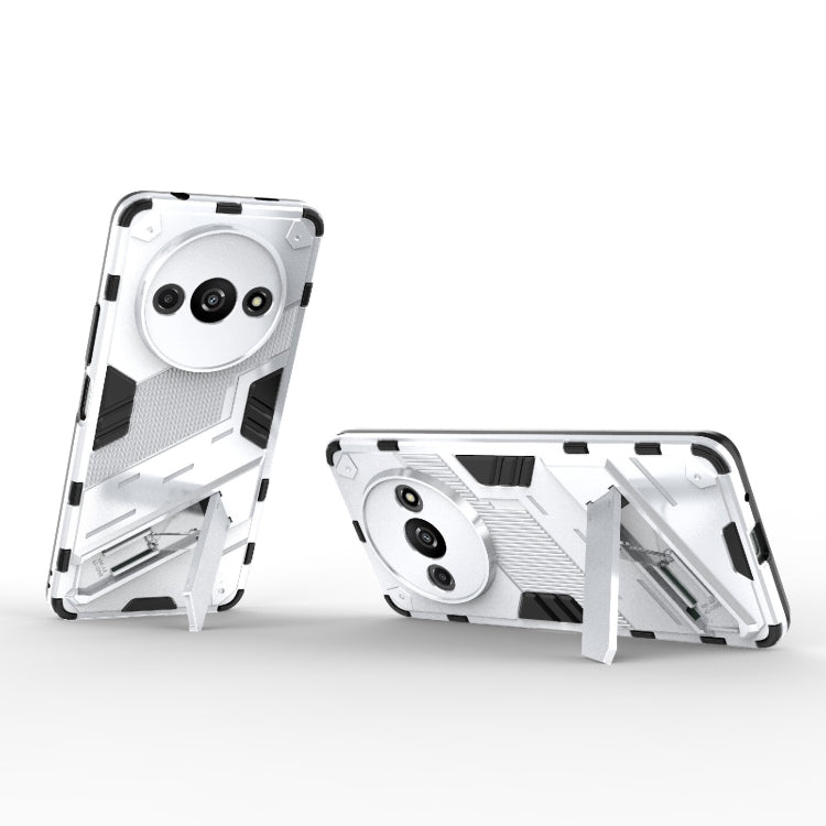 For Xiaomi Redmi A3 4G Global Punk Armor 2 in 1 PC + TPU Phone Case with Holder(White)