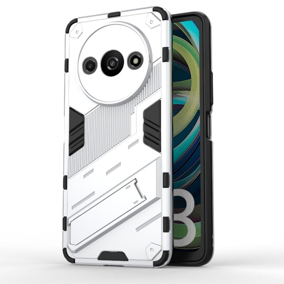 For Xiaomi Redmi A3 4G Global Punk Armor 2 in 1 PC + TPU Phone Case with Holder(White)