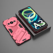 For Xiaomi Redmi A3 4G Global Punk Armor 2 in 1 PC + TPU Phone Case with Holder(Light Red)