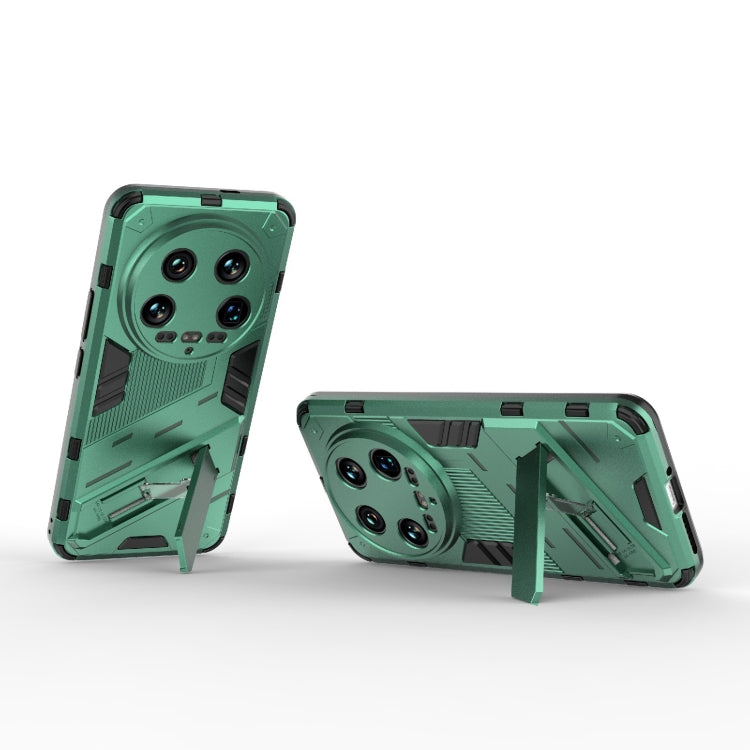 For Xiaomi 14 Ultra 5G Punk Armor 2 in 1 PC + TPU Phone Case with Holder(Green)