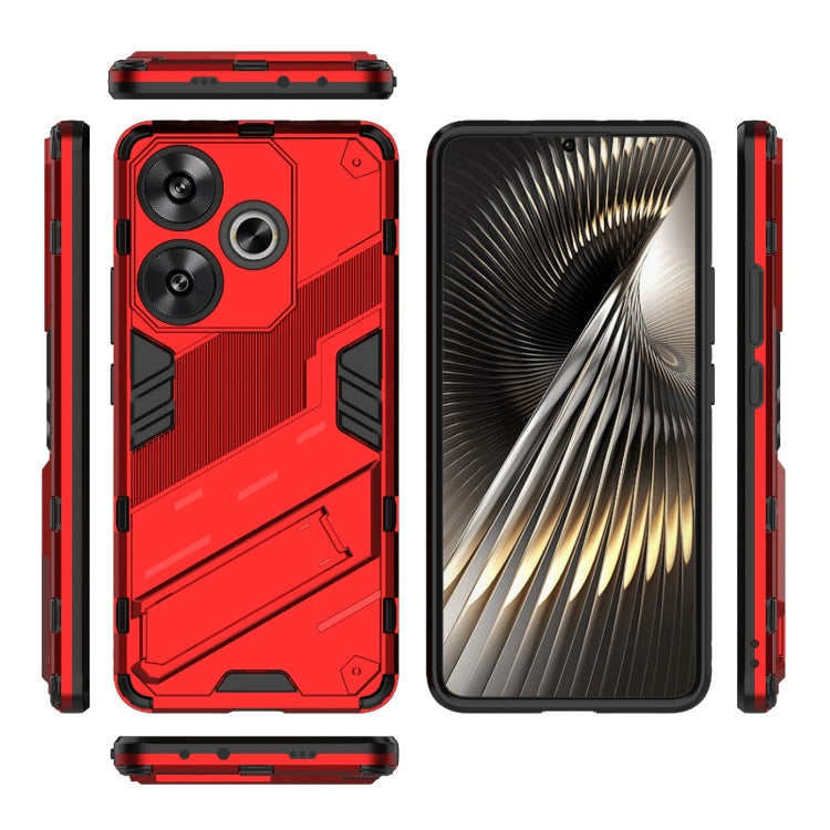 For Xiaomi Redmi Turbo 3 5G Punk Armor 2 in 1 PC + TPU Phone Case with Holder(Red)