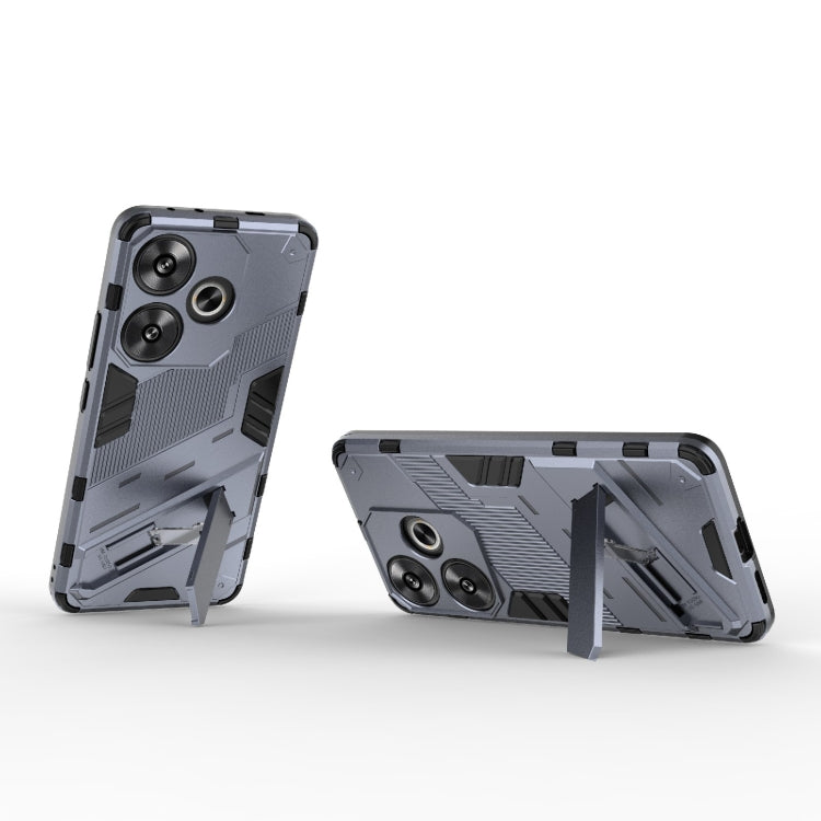 For Xiaomi Redmi Turbo 3 5G Punk Armor 2 in 1 PC + TPU Phone Case with Holder(Grey)